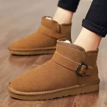 New winter snow boots non-slip men s thick-soled plush warm short boots thickened plush cotton boots Northeast large cotton shoes 36 чёрный