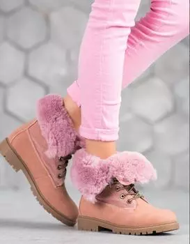 New Winter Snow Boots Women 2024 High Quality Lace Up Thick Fur Warm Boots Female Shoes Fashion Women Ankle Boots Botas Mujer 35 розовый