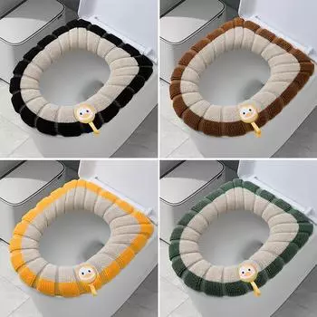 New winter Toilet Mats Home Thickened Warmer WC Cover soft Toilet seat pad Four Seasons Universal Washable potty Cushions case чёрный