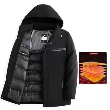 New Winter Warm Leisure Cotton-padded Coat In the Elderly Father Winter Lock Warm Thermal Insulation Cotton-padded Coat 2XL чёрный