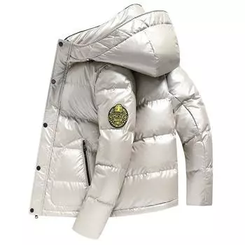 New Winter White Duck Down Hooded Down Jacket for Men, Thickened Short Trendy Down Jacket, Outdoor Cold-proof Jacket M