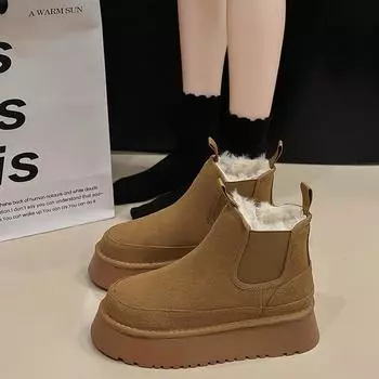 New Winter Women s Boots High-top Snow Boots Thickened Plush Warm Simple and Versatile Comfortable Cotton Shoes 35 чёрный
