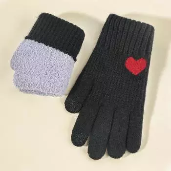 New Winter Women s Jacquard Knitted Gloves Love Cute Touch Screen Gloves Warm and Cold Protection Double Gloves