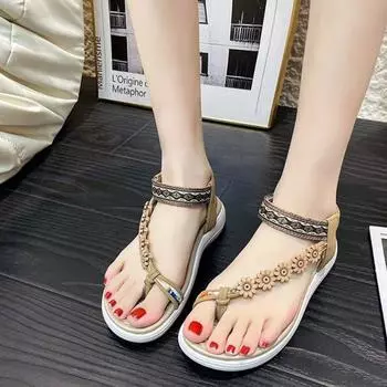 Новая женская обувь Сандалии Летние Ретро сандалии Нескользящая женская обувь Пляжная женская обувь Уличная женская обувь Сандалии Обувь 36