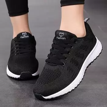 New Women Casual Shoes Fashion Breathable Walking Mesh Flat Shoes Sneakers Women Gym Vulcanized Shoes White Female Footwear 35