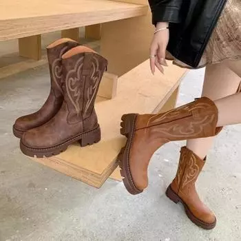 Новые женские туфли на плоской подошве средней длины, удобные ботинки, зимняя модная обувь на платформе, дизайнерские трендовые платья, готические ботинки, удобные для ходьбы, Zapatos Mujer 35 светло-коричневого