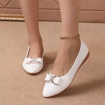 New Women Flats Shoes Ballets Metal Buckle Bow Flat Loafers Women Big Yards Fashion Mary Jane Shoes for Women Zapatos De Mujer 35 коричневый