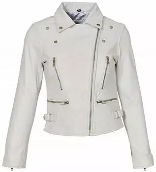 New Women Jacket White Leather Lambskin Handmade Casual Biker Stylish Wear Soft Fit S белый