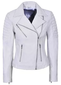 New Women Jacket White Leather Lambskin Handmade Stylish Casual Motorcycle Fancy S белый