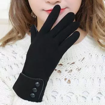 New Women Keep Warm Plus Velvet Windproof Cycling Cute Lovely Bowknot Soft Gloves A5