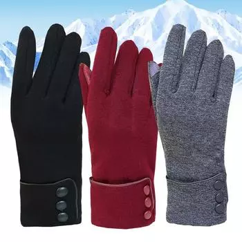 New Women Keep Warm Plus Velvet Windproof Cycling Cute Lovely Bowknot Soft Gloves A5