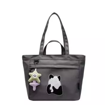 New women s bag, panda print tote bag. серый