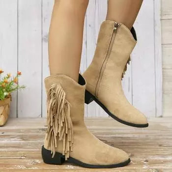 New women s boots fringed pointed Martin boots large size women s boots shoes 35 хаки