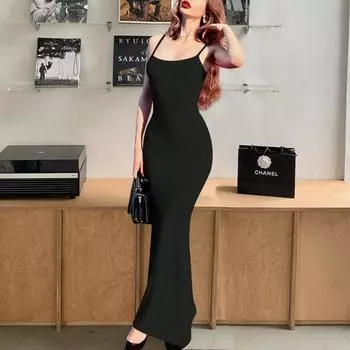 New Women S Clothing Daily Temperament Elegant Casual Pure Desire Sexy Printed Jumpsuit Long Skirt Light Dress High-End Party Dress XS
