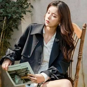 Новая женская одежда свободная маленькая модная куртка женская модная весна жареный уличный короткий костюм тренчкот S recommends 85-49.5kg wear хаки