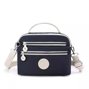New women s fashion trend shoulder bag simple contrasting color messenger bag nylon mobile phone change bag темно-синий