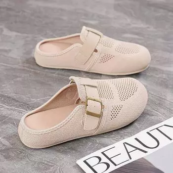 New Women s Mesh Baotou Half Slippers Summer Hot Sale Lightweight Breathable Flats Shoes Outdoor Woman Sandals With Arch Support 35