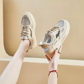 New Women s Not-peep Toe Sandals Summer Hollow Lace-up Casual Shoes Soft Platform Sneakers Women Fashion Wild Mesh Sports Shoes 35