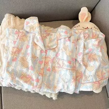 New Women s Pajamas Homewear Set of Student Home Leisure Pajamas Homewear Spring and Summer Cartoon Printing Sweet Homewear Set M