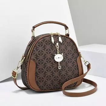 Новая женская сумка через плечо с принтом, универсальная и модная сумка через плечо, модная маленькая круглая сумка для девочек