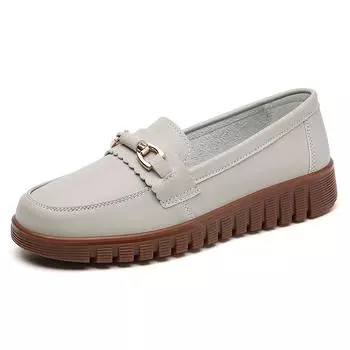 New women s PU leather loafers Light spring and autumn flat shoes plus size mother women s shoes walking casual shoes 35