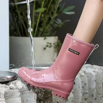 New Women s Rain Boots Thick-soled Mid-tube Women s Rain Boots Non-slip Wear-Resistant Waterproof Shoes Garden Work Shoes 36-41 36 оливковое зеленый