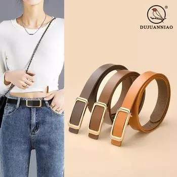 New Women S Round Buckle Hollow Belt Jeans Decorative Belt Waist Seal Versatile Genuine Cowhide Women S Smooth Buckle Belt 105cm