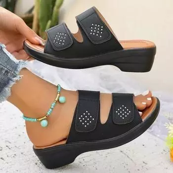 New Women s Sandals Summer Women Shoes Breathable Flowers Comfortable Wedges Fashion Summer Sandals Beach Elegant Sandals Woman 40 красный