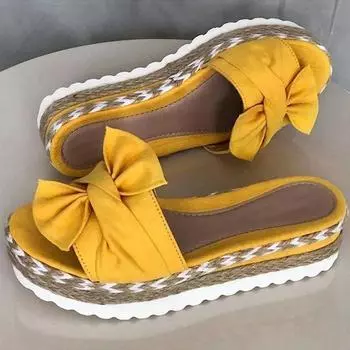 New Women s Sandals with Wedges Shoes for Women Platform Sandals Summer Slippers Butterfly-knot Elegant Summer Shoes Flip Flops 35 белый