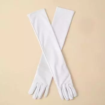 New Women s Sexy Dress Stretch Sleeve Cover Patent Leather Fashion Evening Opera Costume Party Dress-up Gloves White