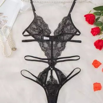 Новая женская сексуальная соблазнительная прозрачная цельная пижама кружевной молочный ночной халат S