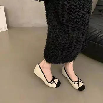 New Women s Shoes 2024 High Quality Fashionable Slip-on Color Matching Butterfly Square Toe Shallow Mouth Women s Flat Shoes 35 красный