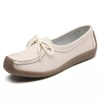 New women s shoes spring summer breathable loafer single shoes light weight mother soft sole casual leather shoes 35