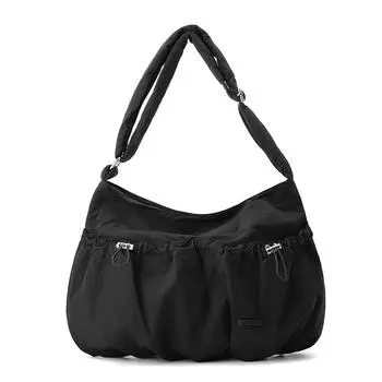 New women s simple and versatile pleated nylon bag casual and light commuter messenger bag