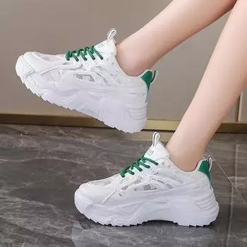 Новые женские весенние и летние сетчатые спортивные туфли, модные вулканизированные туфли для бега на открытом воздухе, женские кроссовки на платформе 35-40 35 чёрный