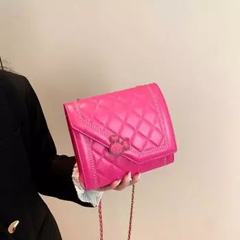 New women s square shoulder bag temperament premium Korean version messenger bag women s bag chain versatile diamond handbag чёрный