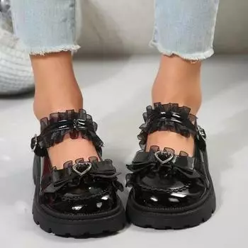 Новые женские туфли на толстом каблуке, женские туфли на высоком каблуке с круглым носком, женская универсальная модная обувь с бантом 35