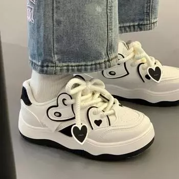 New Women Sneaker Breathable Students Casual Shoes for Girl Flat Pu Leather White Vulcanize Desginer Shoes woman 2024 35 белый