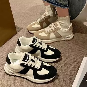 New Women Sneakers Lace-Up Round Toe Ladies Casual Platform Sport Designer Brand Vulcanized Shoes Zapatillas Mujer 35 чёрный