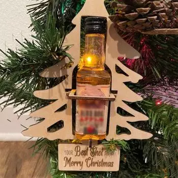 New Wooden Mini Wine Bottle Holder Creative Funny Christmas Ornament Hanging Christmas Tree Hanging Ornaments