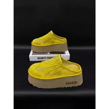 New woven mesh half-mop sandals, light and thin breathable flat bottom, comfortable and fashionable outer slippers 35