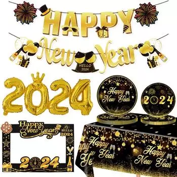 New Year 2024 Number Foil Balloons Happy New Year Eve Party Favors Supplies Garland Photo Props Christmas Decorations Navidad Other