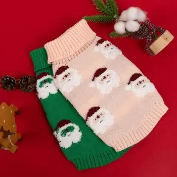 New Year Christmas Dog Sweater Winter Warm Pet Clothes for Small Medium Dogs Christmas Cat Clothes Santa Claus Puppy Cat Costume S розовый
