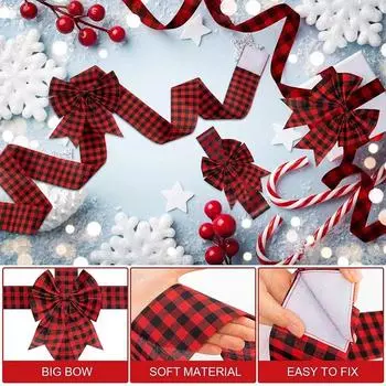 Новогодняя рождественская вечеринка Декор входной двери Рождественский декор входной двери Бант Лента Декор шкафа Бант Рождественский готовый бант Главная One Size