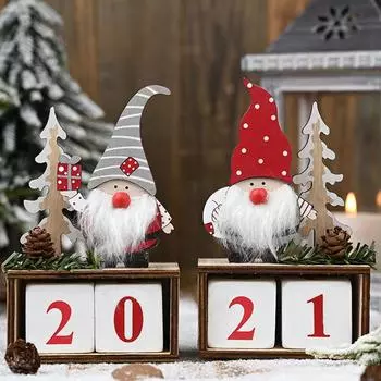 New Year Decor Christmas Forest Santa Claus Calendar Decoration Wooden DIY Christmas Home Countdown Calendar Decoration
