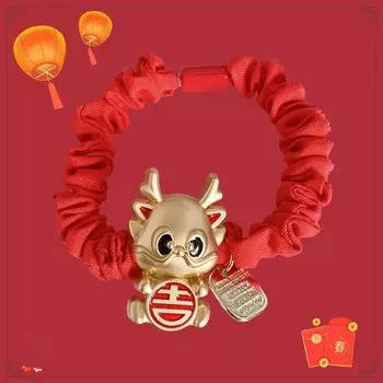 New Year Headwear Red Hair Rope New Year Mascot Cartoon Elastic Hair Band Girl B