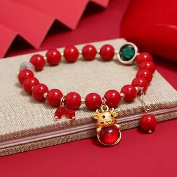 New Year s Birthday Funiu Zodiac Bracelet Women s Retro Versatile Red Crystal Bracelet Send Girlfriend Niche Design Sense