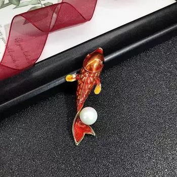 New Year s creative red koi brooch female versatile goldfish pin natal year coat coat corsage temperament accessories