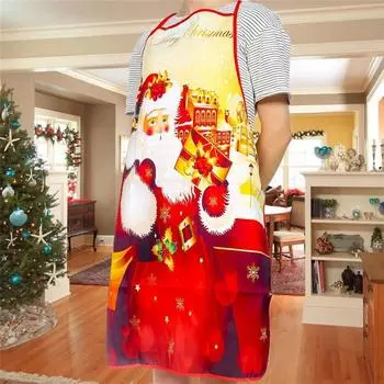 New Year Snowman Pattern Christmas Apron Home Cooking Kitchen Decoration Apron Adult Antifouling Christmas Decorations