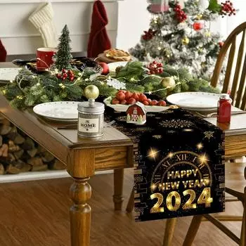 New Year Table Runner Merry Christmas Decorations For Home 2025 Christmas Ornament Xmas Navidad Gifts Happy New Year 2024 оливковый